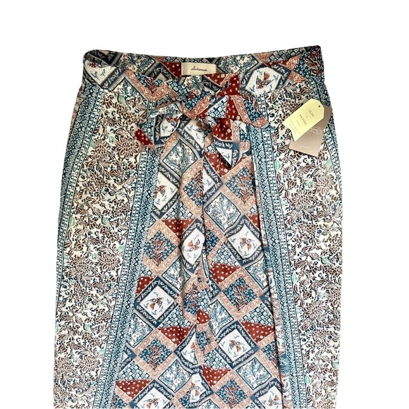 Nwt Anthropologie Elevenses Wide Leg Wrap Pants Floral Sheer Botanical Size 2 - Picture 3 of 8